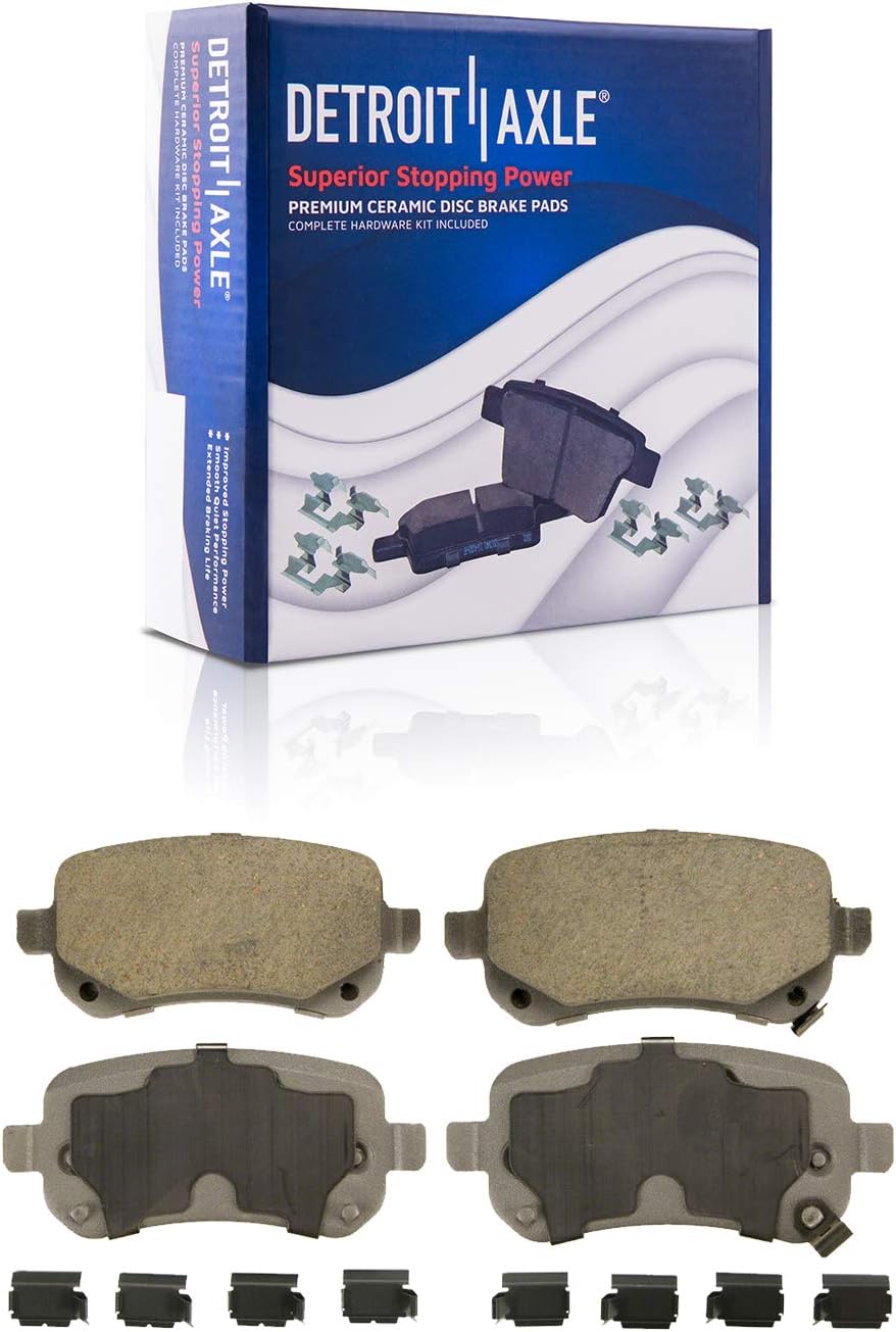 Detroit Axle - Rear Brake Kit for Chrysler Town & Country Dodge Grand Caravan VW Routan, Drilled & Slotted Brake Rotors Ceramic Brake Pads Left Brake Caliper Replacement: 12.00'' inch Rotor