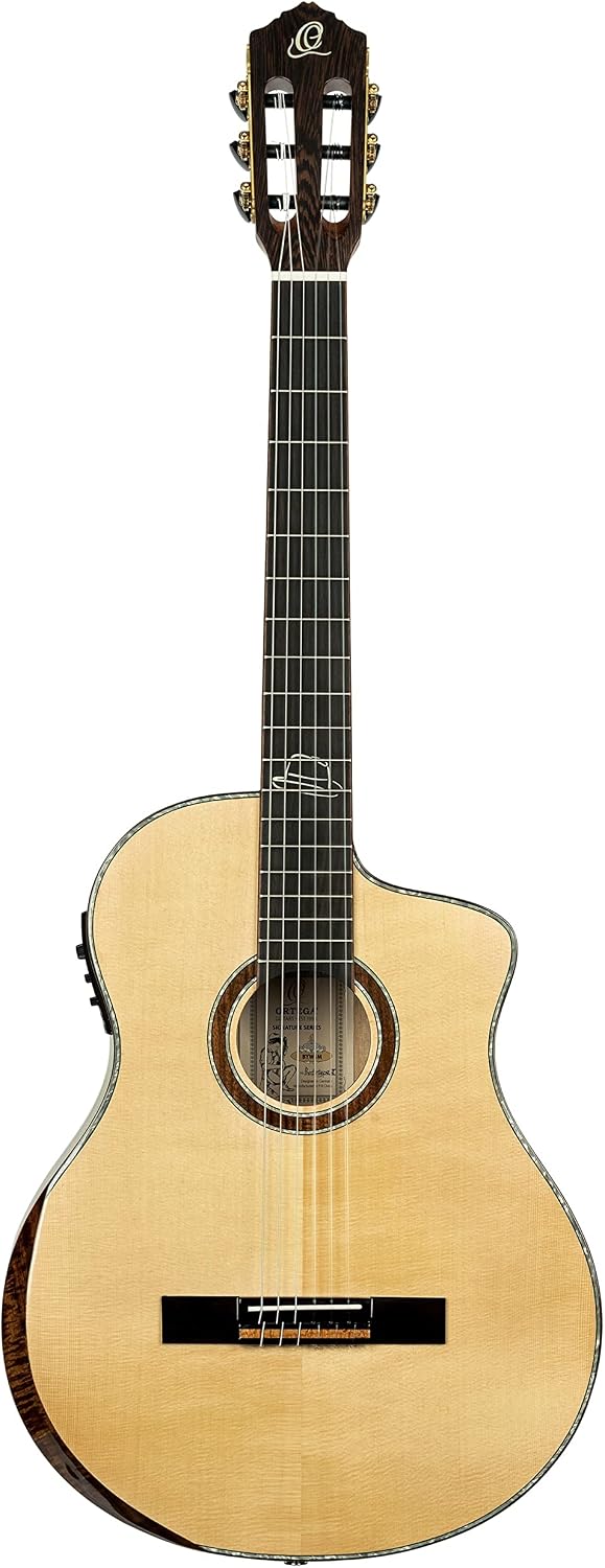 Ortega Guitars 6 String Signature Series Billy Watman Acoustic-Electric Nylon Classical Guitar w/Bag, Right, Full (BYWSM)