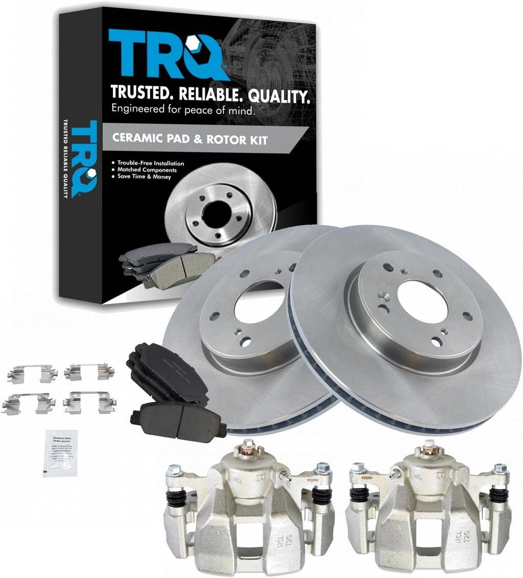 TRQ Front Brake Pad and Rotor Set Ceramic Vented Rotors Calipers Compatible with 2013-2022 Honda Accord 2016-2022 HR-V