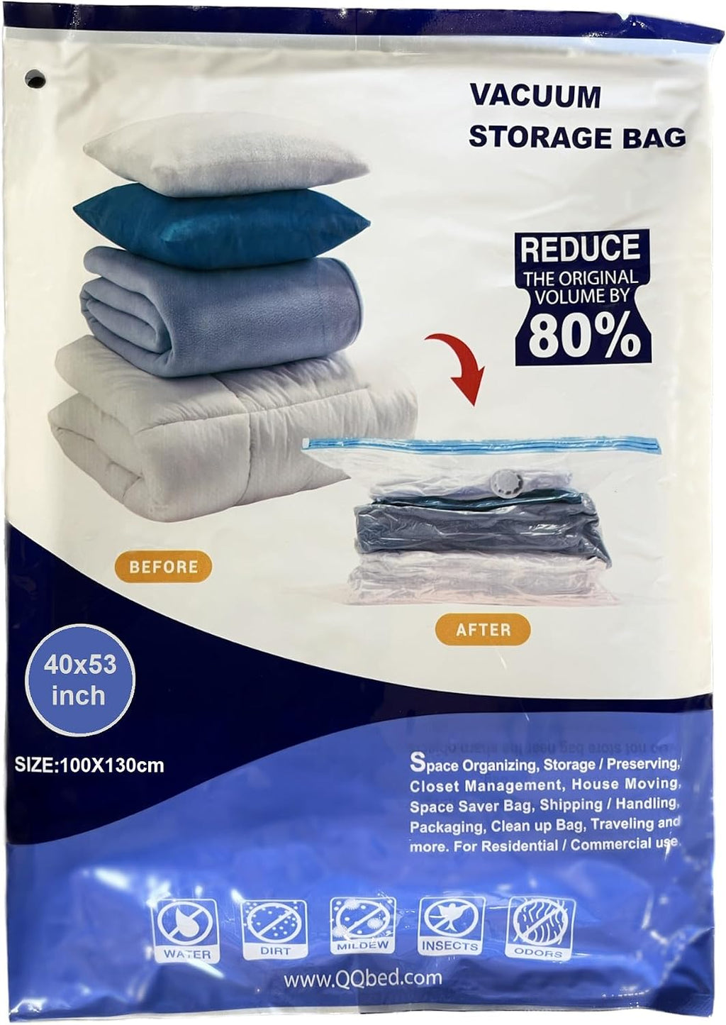 50 Pack Jumbo Vacuum Storage Bags for Storage Organization, size 51'x40'