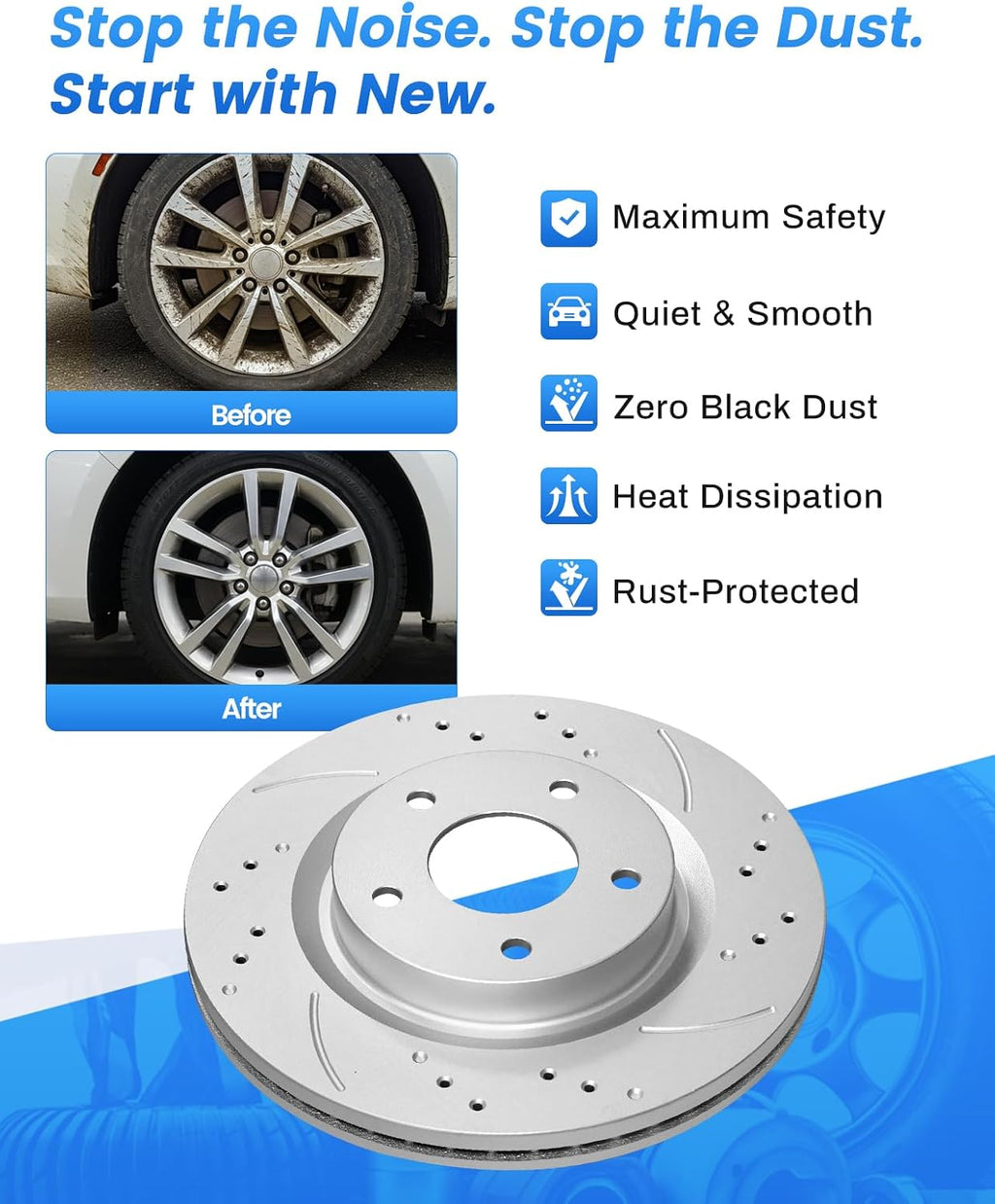 Anpulsero Front Automotive Replacement Brake Kit Compatible with Select Hyundai and Kia Models - Elantra, Elantra Coupe, Elantra GT, For Veloster, Forte, Forte Koup|Anti-Rust Geomet Coated|280mm(11in)