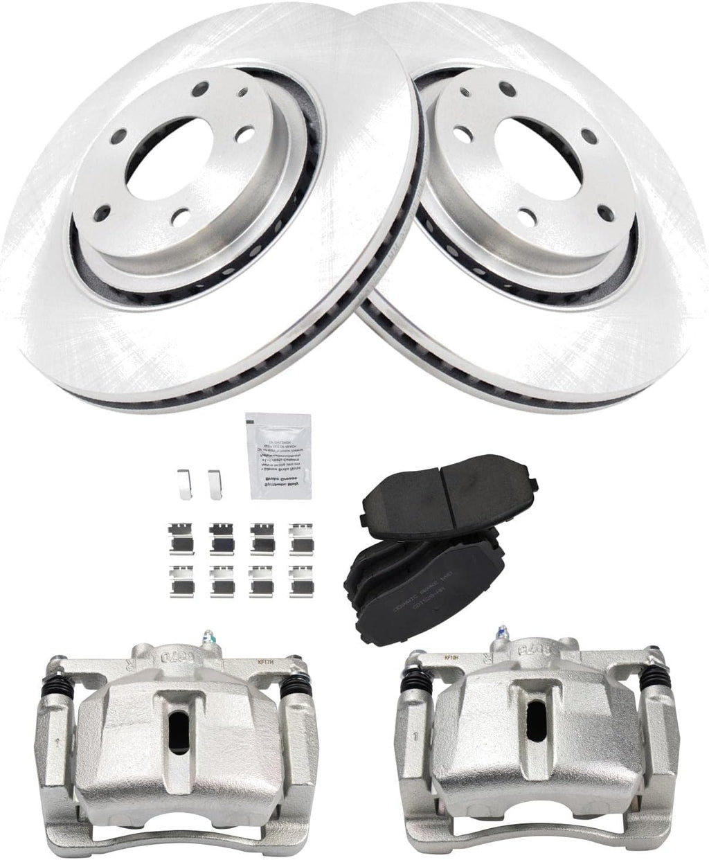 TRQ Front Brake Pad and Rotor Set Ceramic Vented Rotors Calipers Compatible with 2019 Mazda CX-5