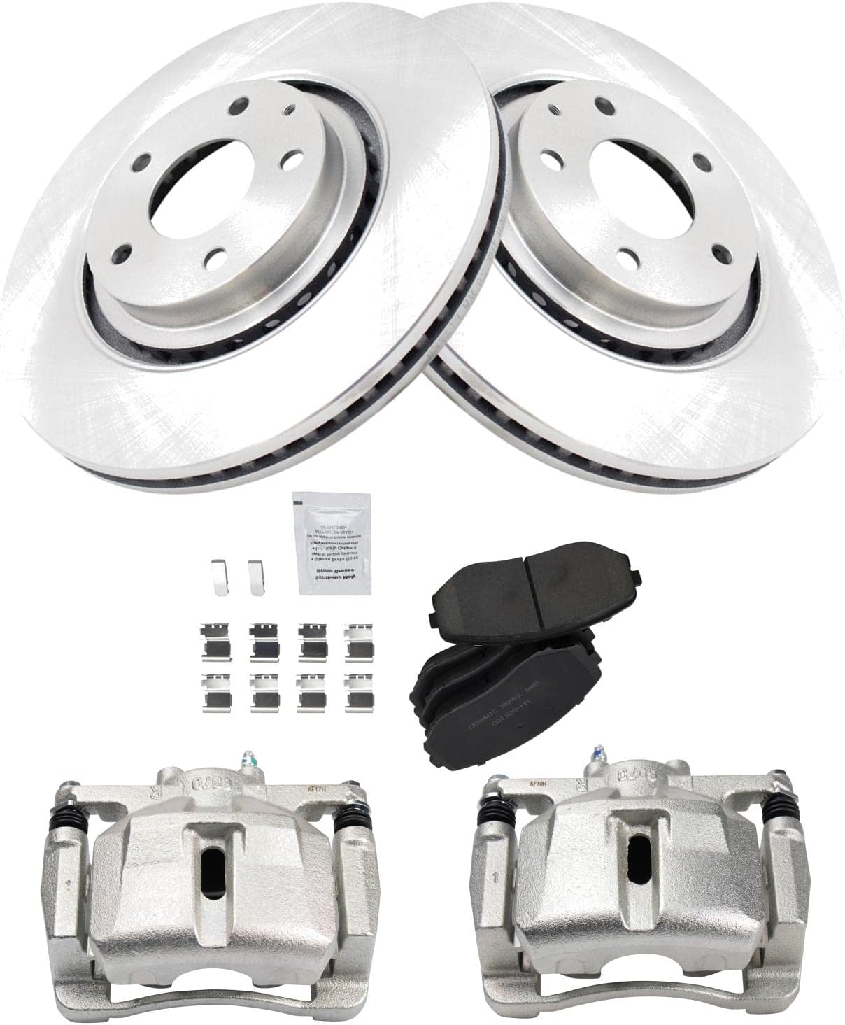 TRQ Front Brake Pad and Rotor Set Ceramic Vented Rotors Calipers Compatible with 2019 Mazda CX-5