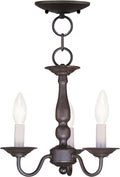 Livex Lighting 5009-07 Williamsburgh 3-Light Convertible Hanging Lantern/Ceiling Mount, Bronze