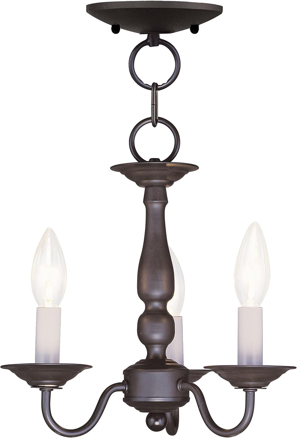 Livex Lighting 5009-07 Williamsburgh 3-Light Convertible Hanging Lantern/Ceiling Mount, Bronze