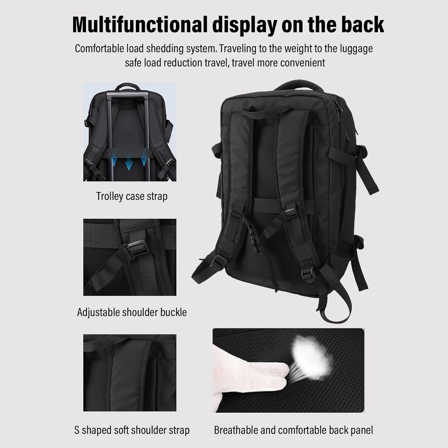 Yoidesu Vacuum Backpack, 35-50L Expandable Vacuum Compression Bag with Pump Vacpack Backpack with USB Charging, Space Saver Bags for Travel Camping
