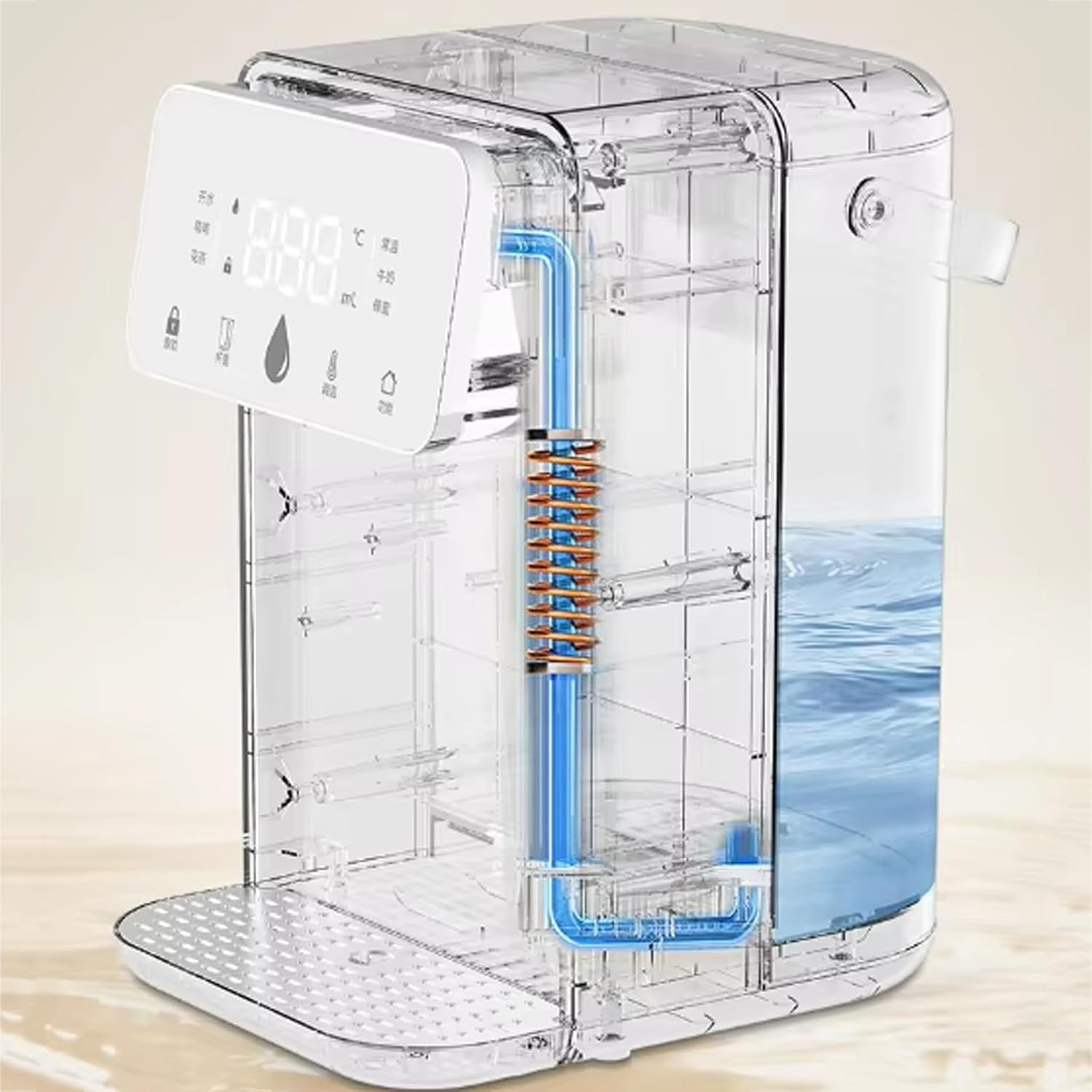 Countertop Hot Water Dispenser, Instant Water Dispenser with Carry Handle and 3.5L Removable Water Tank, 6 Temp Settings & 8 Levels of Water Output, 5-Tier Filtration, for Homes Offices Schools