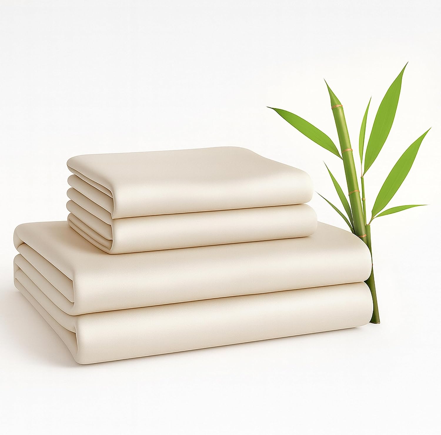 BedVoyage Cooling Sheets Queen – Viscose from Bamboo, Sheet Set for Hot Sleepers, 18' Deep Pocket, Soft Breathable Bedding, Ivory