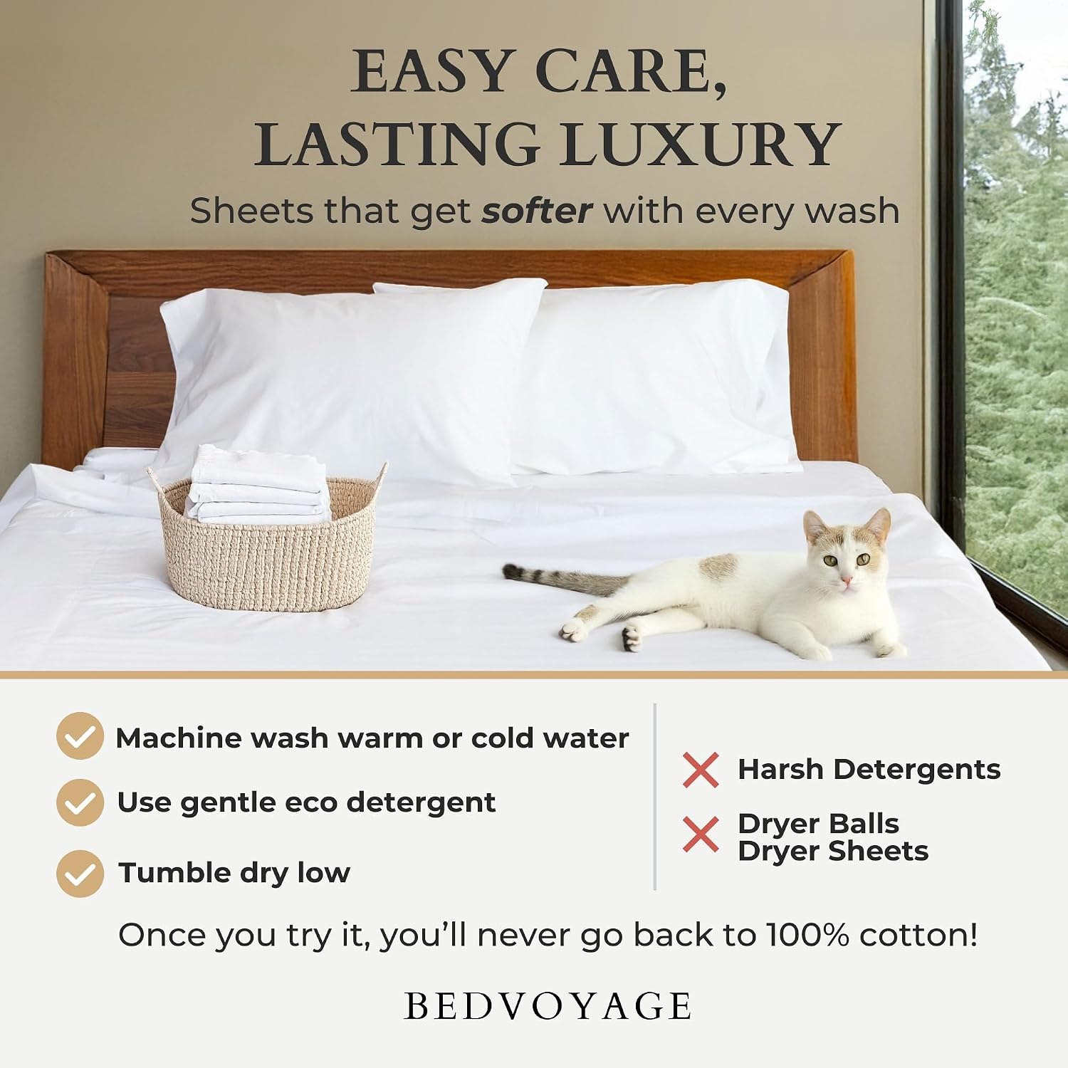 BedVoyage Cozy Sheets King – 50% Viscose from Bamboo and 50% Cotton Blend Sheet Set, Soft Breathable Bedding, 18' Deep Pocket, 4pc Set, Silver