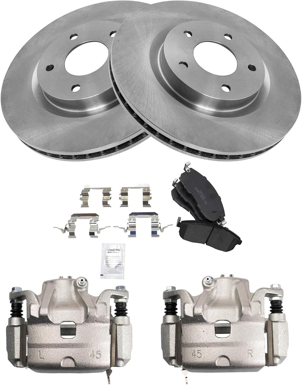 TRQ Front Brake Pad and Rotor Set Ceramic Vented Rotors Calipers Compatible with 2011-2012 Nissan Sentra