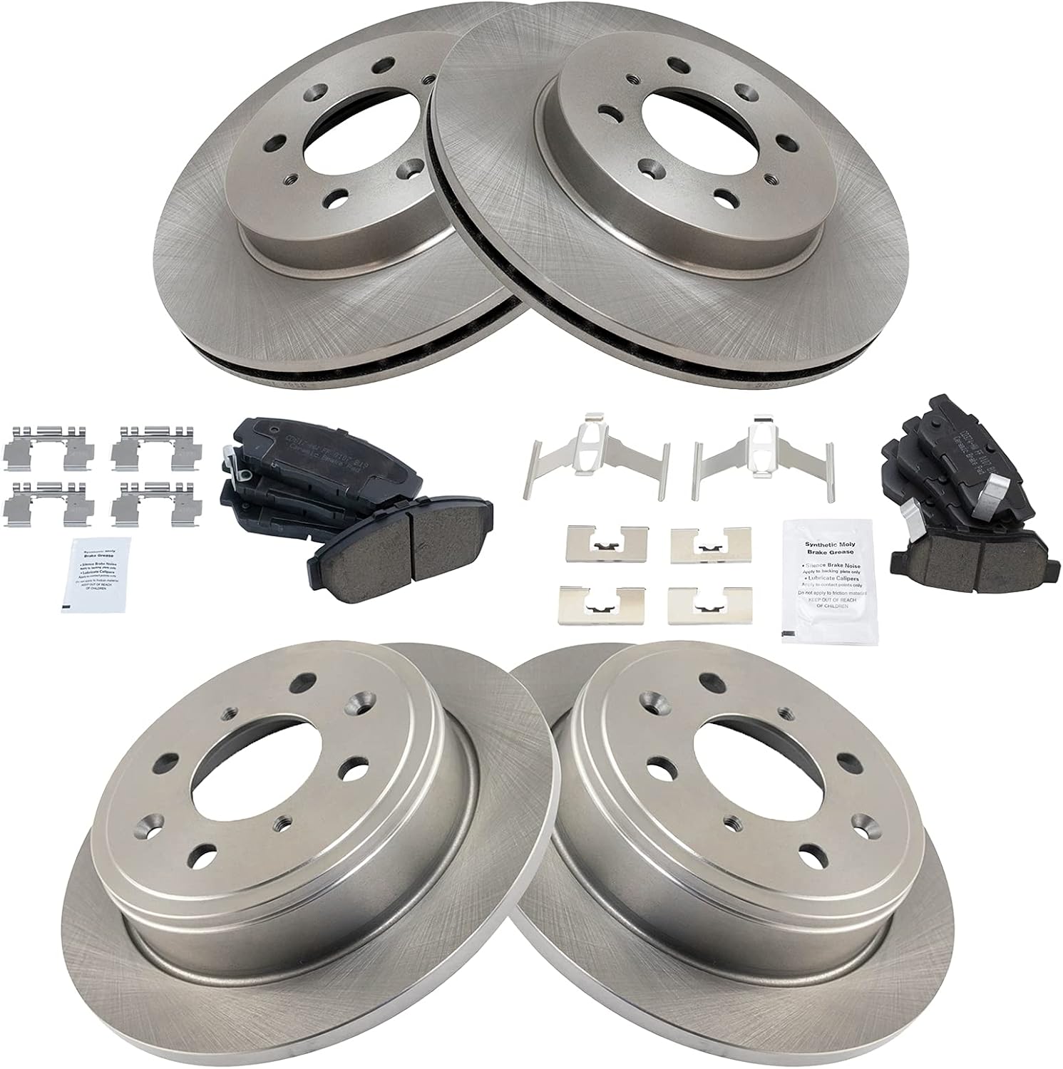 TRQ Front and Rear Brake Pad and Rotor Set Ceramic Compatible with 1994 Acura Integra