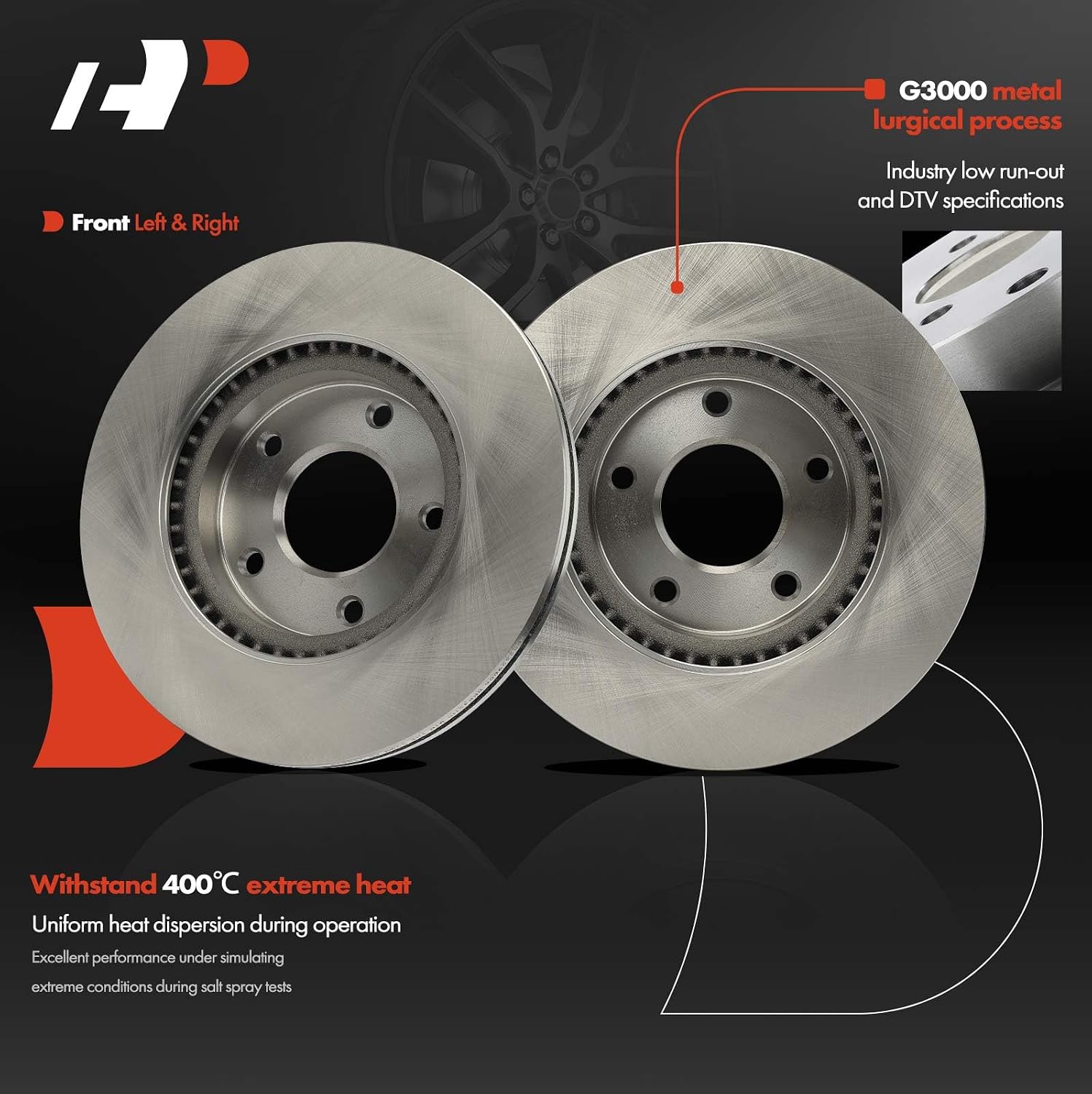 A-Premium 12.59 inch (320mm) Front Vented Disc Brake Rotors + Ceramic Pads Kit Compatible with Select Nissan and Infiniti Models - Murano 2015-2023, Pathfinder 2013-2020, QX60, JX35, 6-PC Set