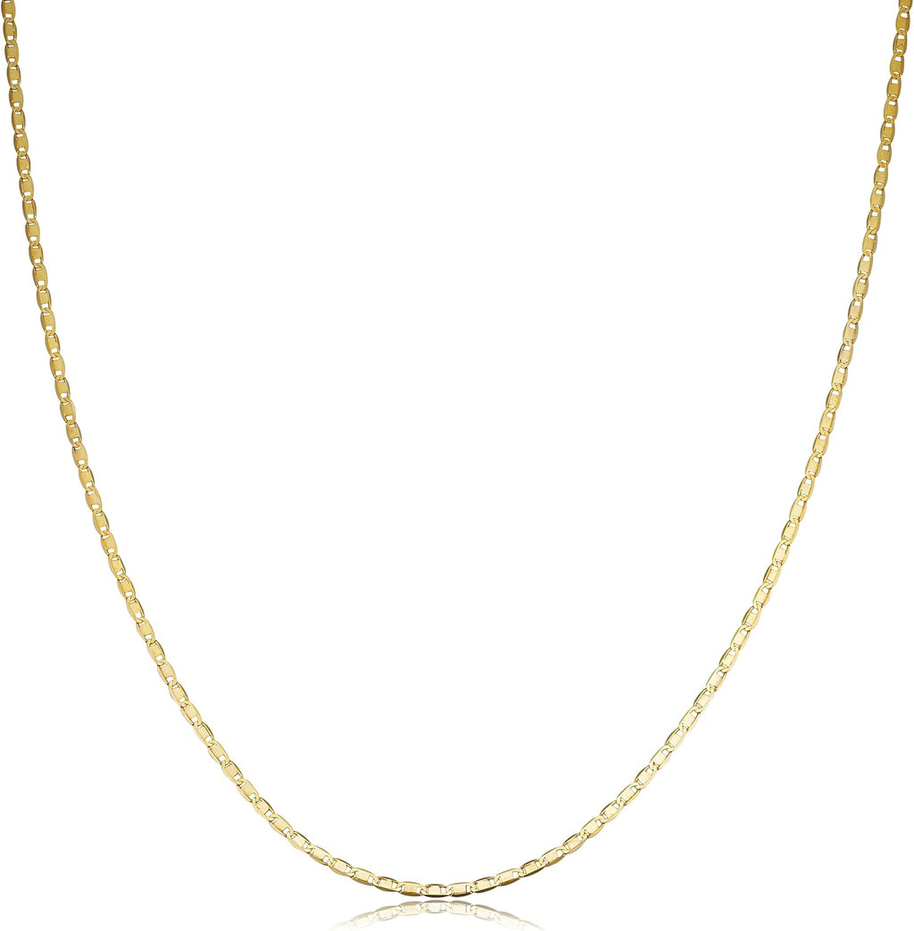 Kooljewelry Womens - 10k Yellow Gold Flat Oval Link Chain Necklace