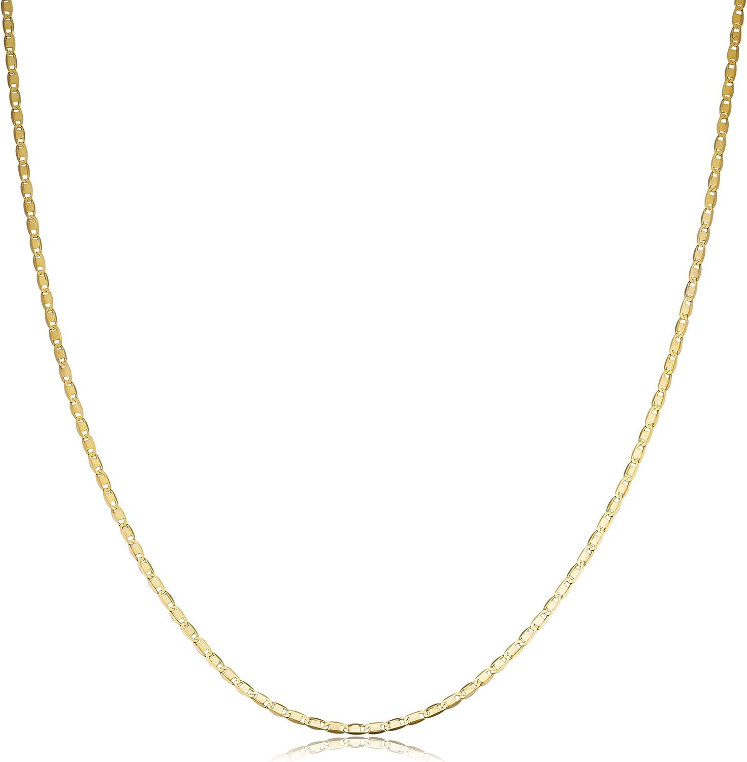 Kooljewelry Womens - 10k Yellow Gold Flat Oval Link Chain Necklace