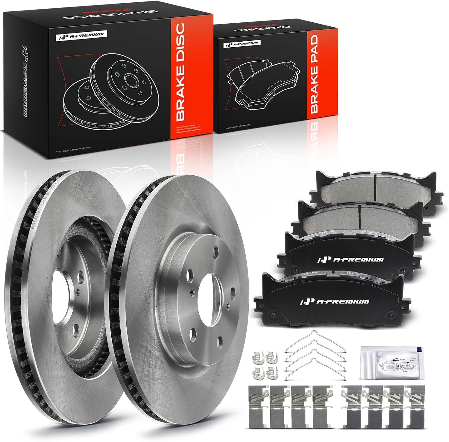A-Premium 11.65 in (296 mm) Front Vented Disc Brake Rotors + Ceramic Pads Kit Compatible with Select Lexus & Toyota Models - Camry 2007-2017, Avalon 2008-2018, ES350 2007-2018, ES300h 2013-2018, 6 Pcs