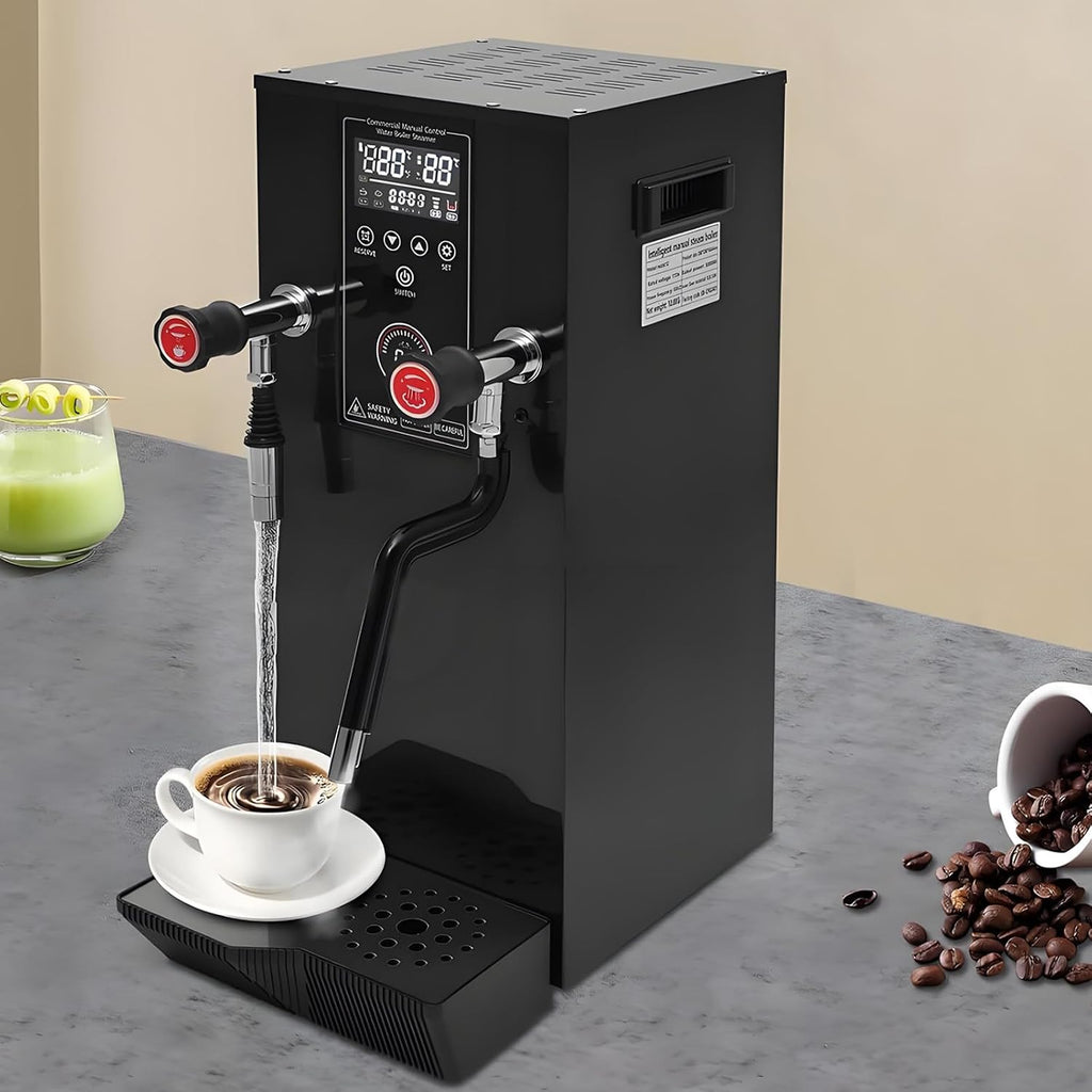 12L Commercial Milk Frother Machine, IPX3 Waterproof 2500W Electric Hot Water Dispenser with Timer, Fast Heating for Cafe, Coffee Shop, School, Restaurant Countertop Black-110V