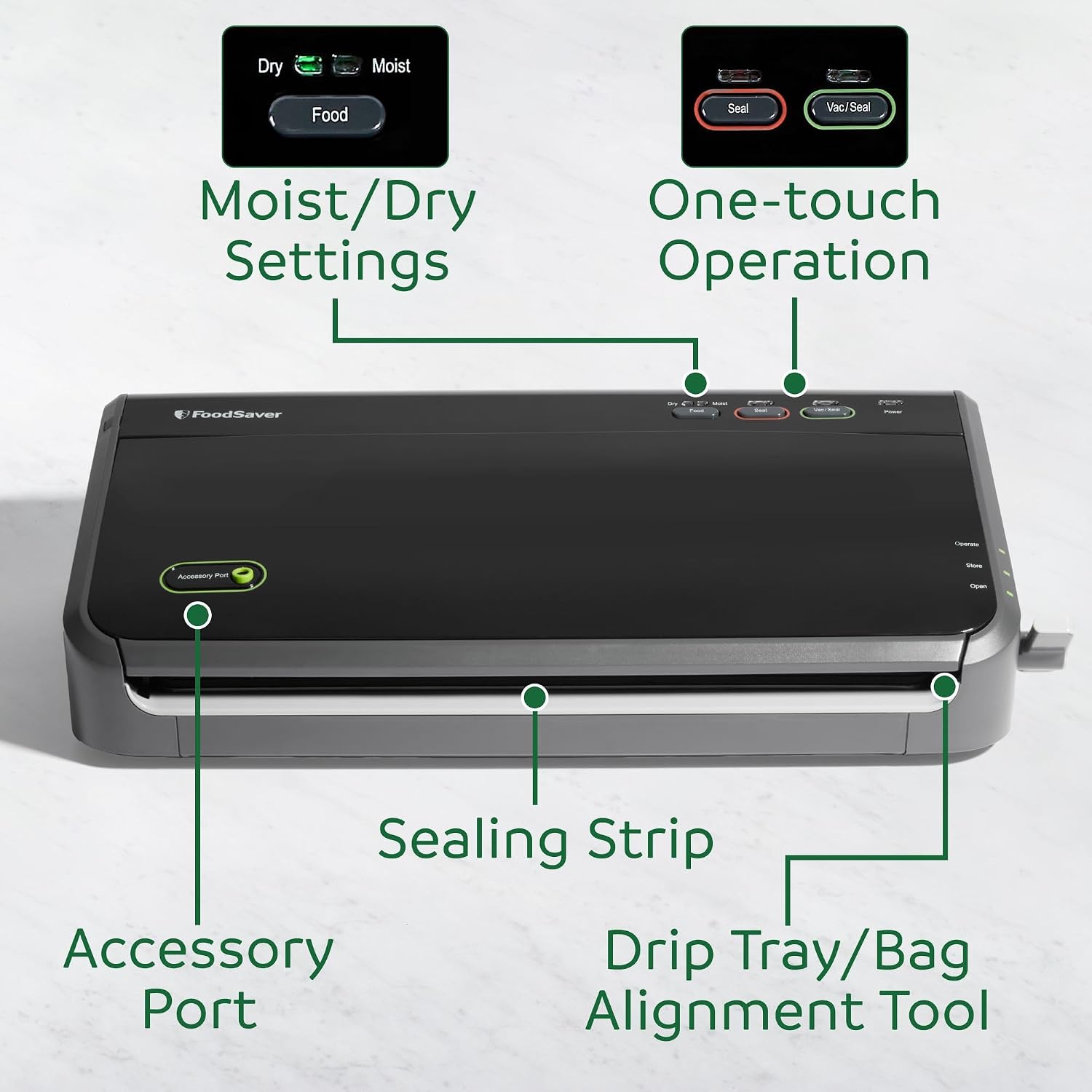 FoodSaver Vacuum Sealer Machine, Automatic Bag Detection, Sous Vide Friendly, with sealer bags, roll, handheld vacuum sealer, black