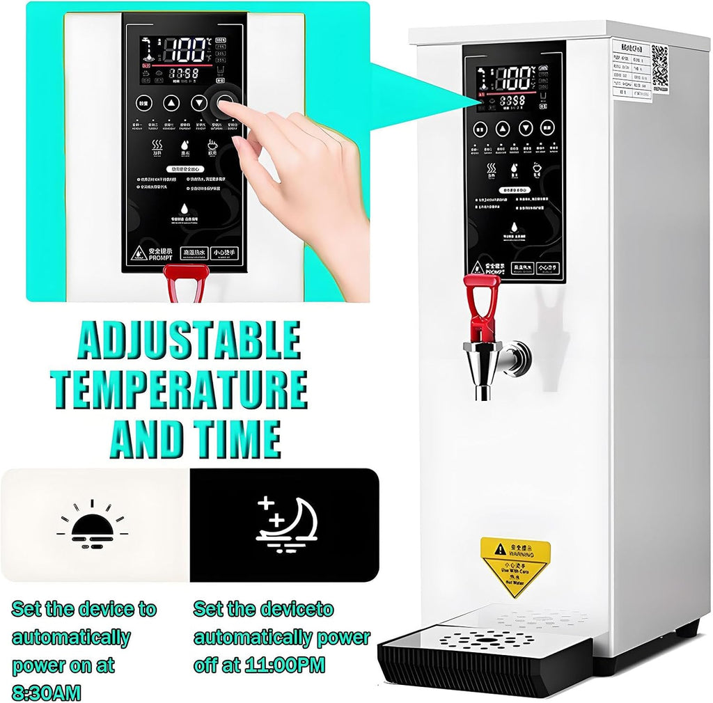 Commercial Hot Water Dispenser Electric Water Boiler Countertop 8L Black Large Capacity Electric Water Pot, Stainless Steel Hot Water Machine for Restaurant, Hotel, Office Black