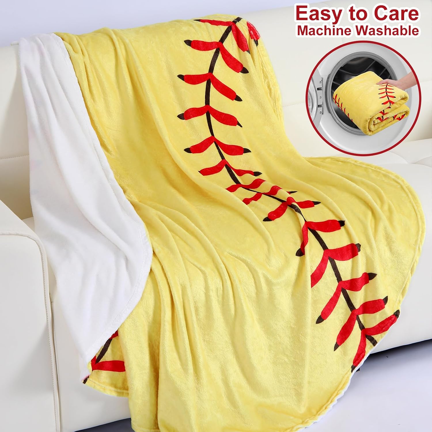Eurzom 12 Pcs Softball Throw Blankets Bulk for Teens Adults 60' Round Soft Flannel Sport Ball Blanket Team Gift for Softball Lovers Coaches Players Senior Night Birthday Party Supplies