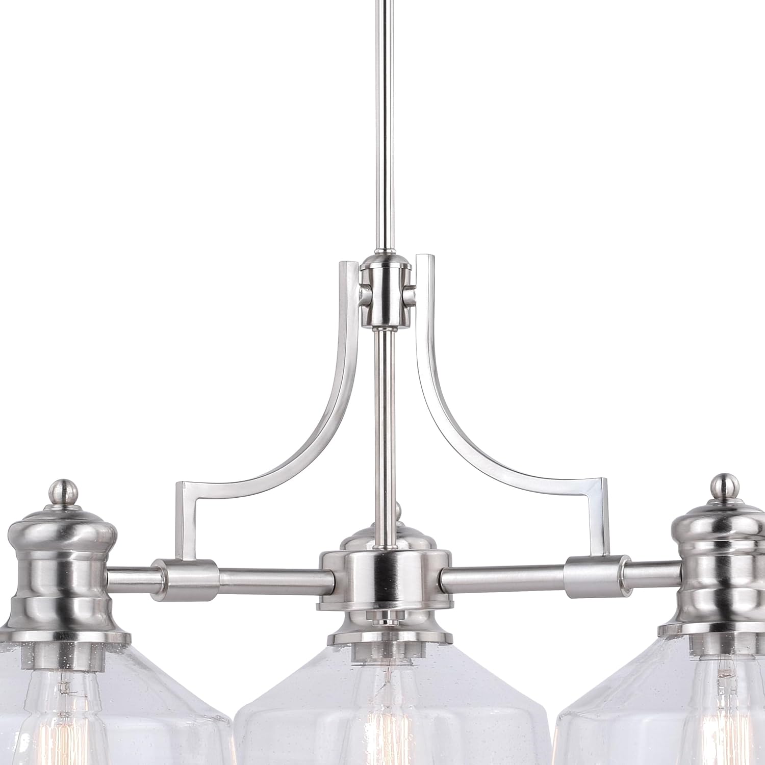 VAXCEL Beloit 3 Light Satin Nickel Farmhouse Chandelier Clear Glass