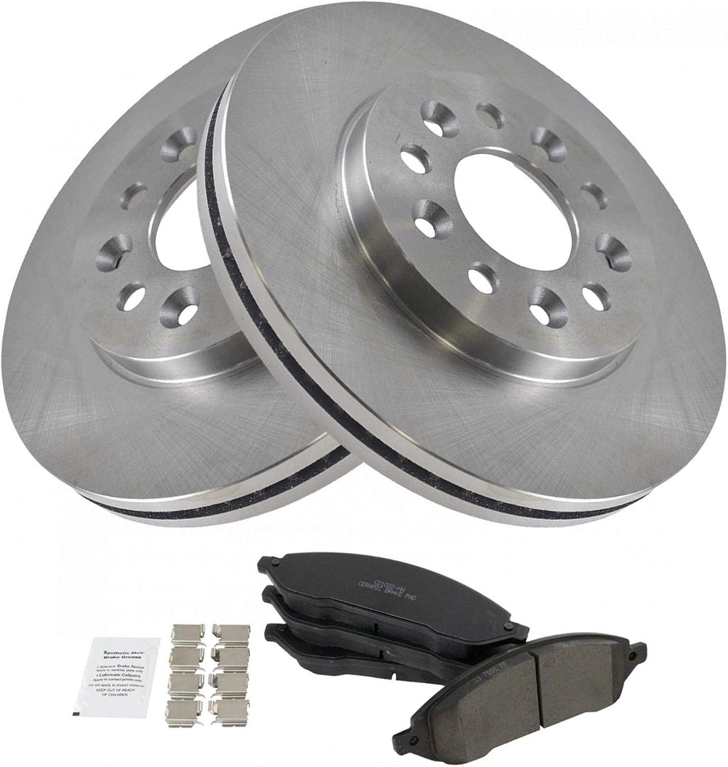 TRQ Front Brake Pad and Rotor Set Ceramic Vented Rotors Compatible with 2004-2007 Ford Freestar 2004-2007 Monterey