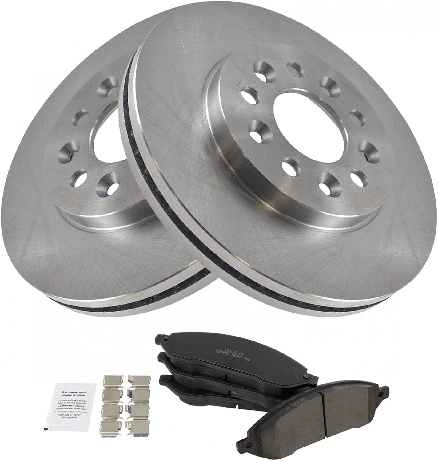 TRQ Front Brake Pad and Rotor Set Ceramic Vented Rotors Compatible with 2004-2007 Ford Freestar 2004-2007 Monterey