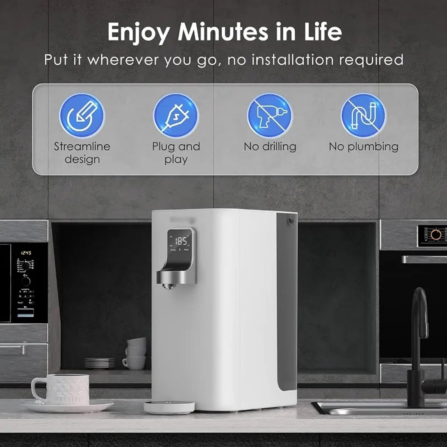 Water Dispenser Desktop Water Purifier Instant Hot Integrated Dispenser Countertop Reverse Osmosis System 4 Temperature Options