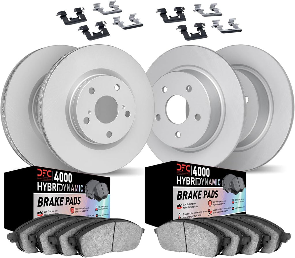 Dynamic Friction Company Front and Rear Brake Kit Fits 2007-2013 Acura MDX; 2010-2013 Acura ZDX; 2009-2015 Honda Pilot| 4000 HybriDynamic Pads, Blank Rotors| Hardware| 13.0' Front & 13.1' Rear