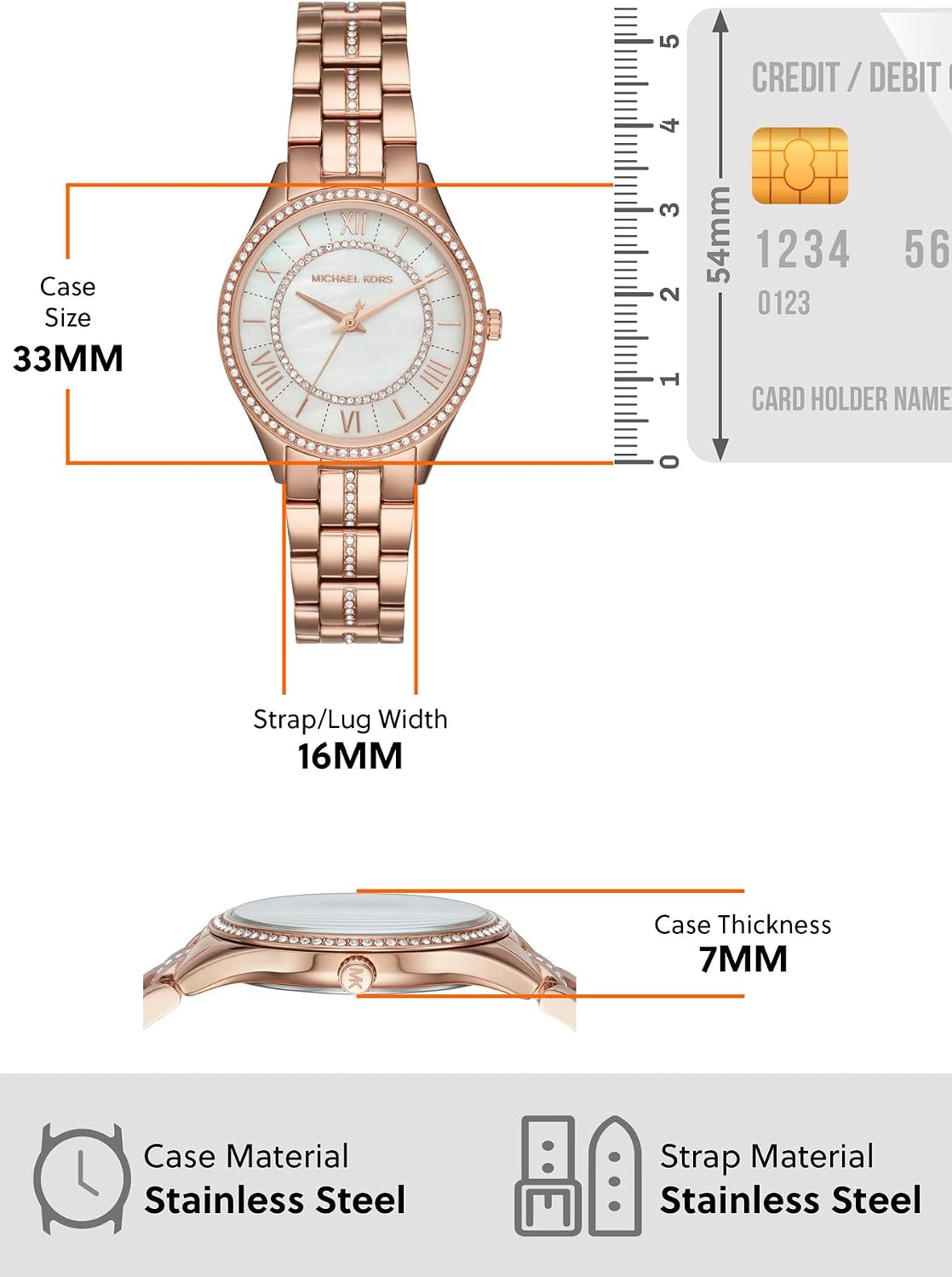 Michael Kors Lauryn Women's Watch, Stainless Steel Bracelet Watch for Women