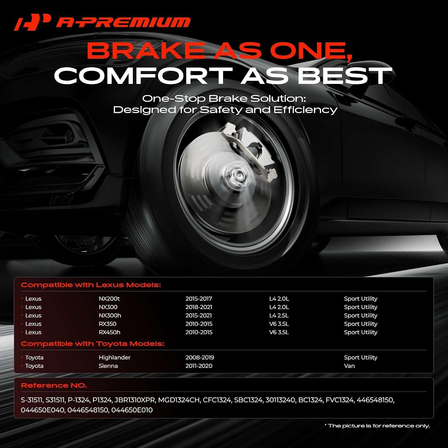 A-Premium 12.91 inch (327.91mm) Front Drilled and Slotted Disc Brake Rotors + Ceramic Pads Kit Compatible with Select Lexus and Toyota Models - NX200t, NX300, NX300h, RX350, RX450h, Highlander, Sienna