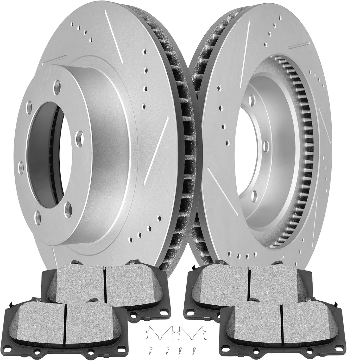 SCITOO - Brake Kits For Toyota For 4Runner 2003-2009,For Toyota For FJ Cruiser 2007-2014,For Tacoma 2005-2021 Front Drilled Slotted Brake Rotors and Ceramic Brakes Pads Replacement: 31327;D976-7877