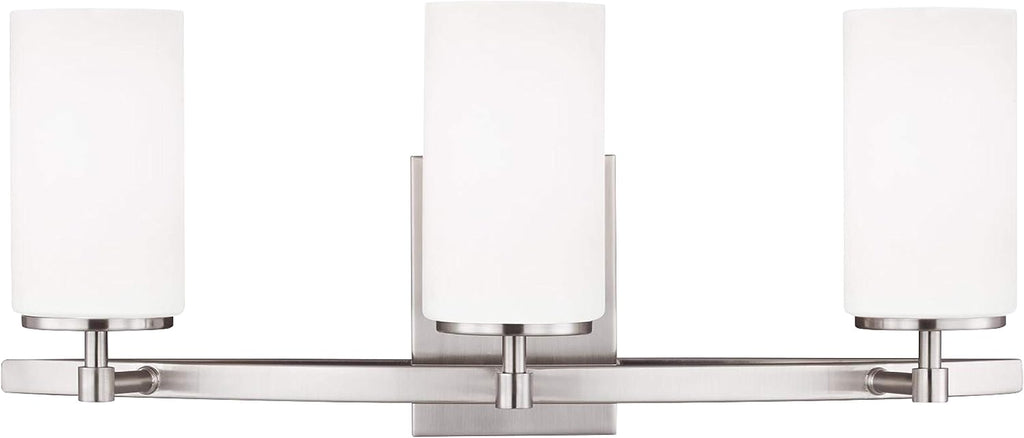 Generation Lighting 4424603-962 Alturas Three Light Wall/Bath Vanity Style Lights, Brushed Nickel Finish, 300 Total Watts, 9.125 Inch Height, 22 Inch Wide, Steel Construction