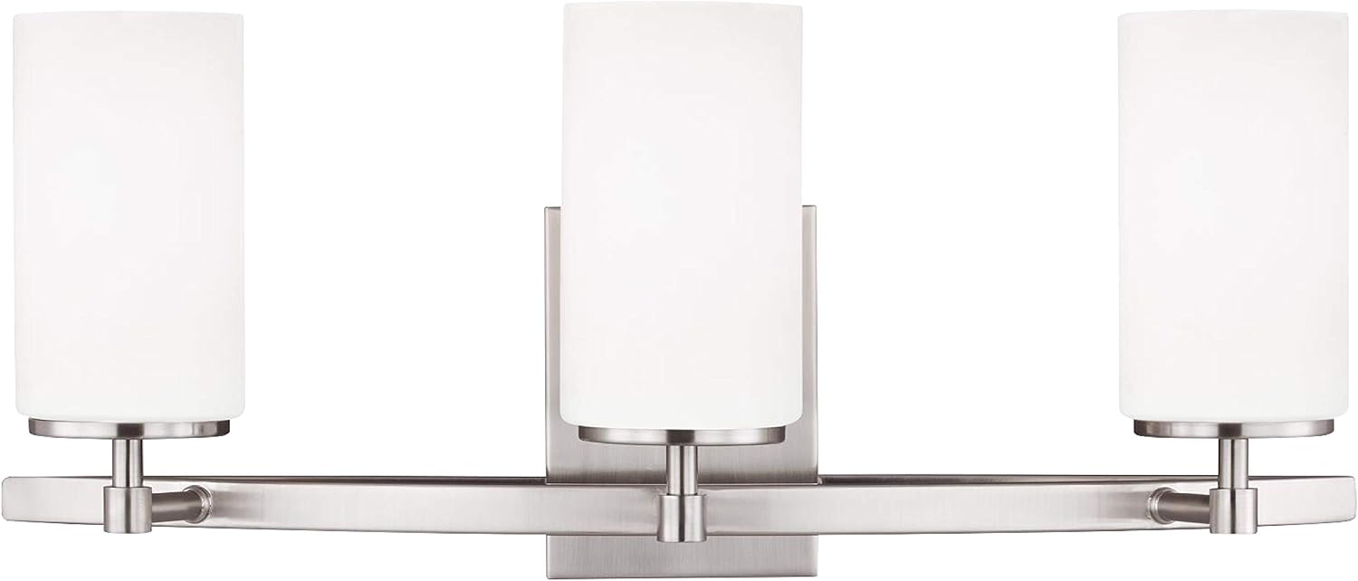 Generation Lighting 4424603-962 Alturas Three Light Wall/Bath Vanity Style Lights, Brushed Nickel Finish, 300 Total Watts, 9.125 Inch Height, 22 Inch Wide, Steel Construction