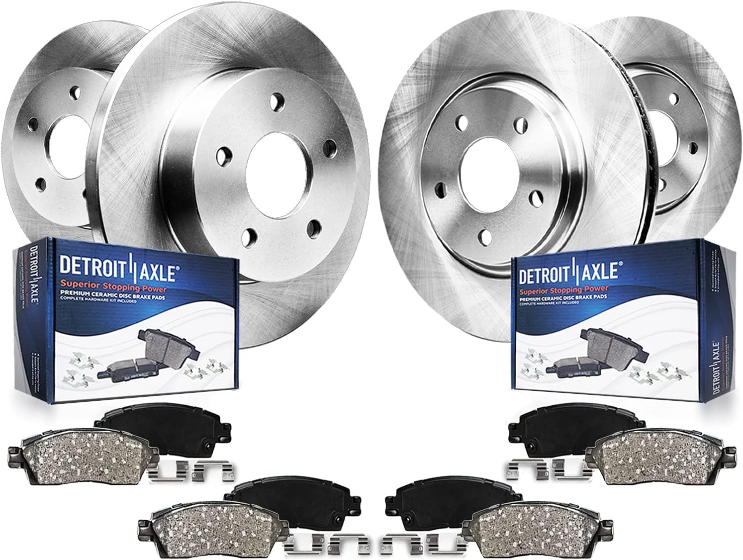 Detroit Axle - Brake Kit for Acura 2006 2007 2008 2009 2010 2011 CSX, Disc Brake Rotors Ceramic Brakes Pads with Hardware Replacement : 11.10' inch Front Rotor 10.24' inch Rear Rotor