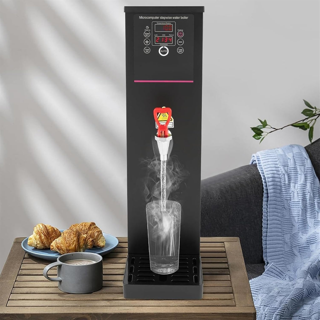 Water Boiler Electric Commercial Hot Water Dispenser Stainless Steel Countertop Rapid Heating Machine for Restaurant, Home, Office(Black-15L)