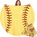 Eurzom 12 Pcs Softball Throw Blankets Bulk for Teens Adults 60' Round Soft Flannel Sport Ball Blanket Team Gift for Softball Lovers Coaches Players Senior Night Birthday Party Supplies