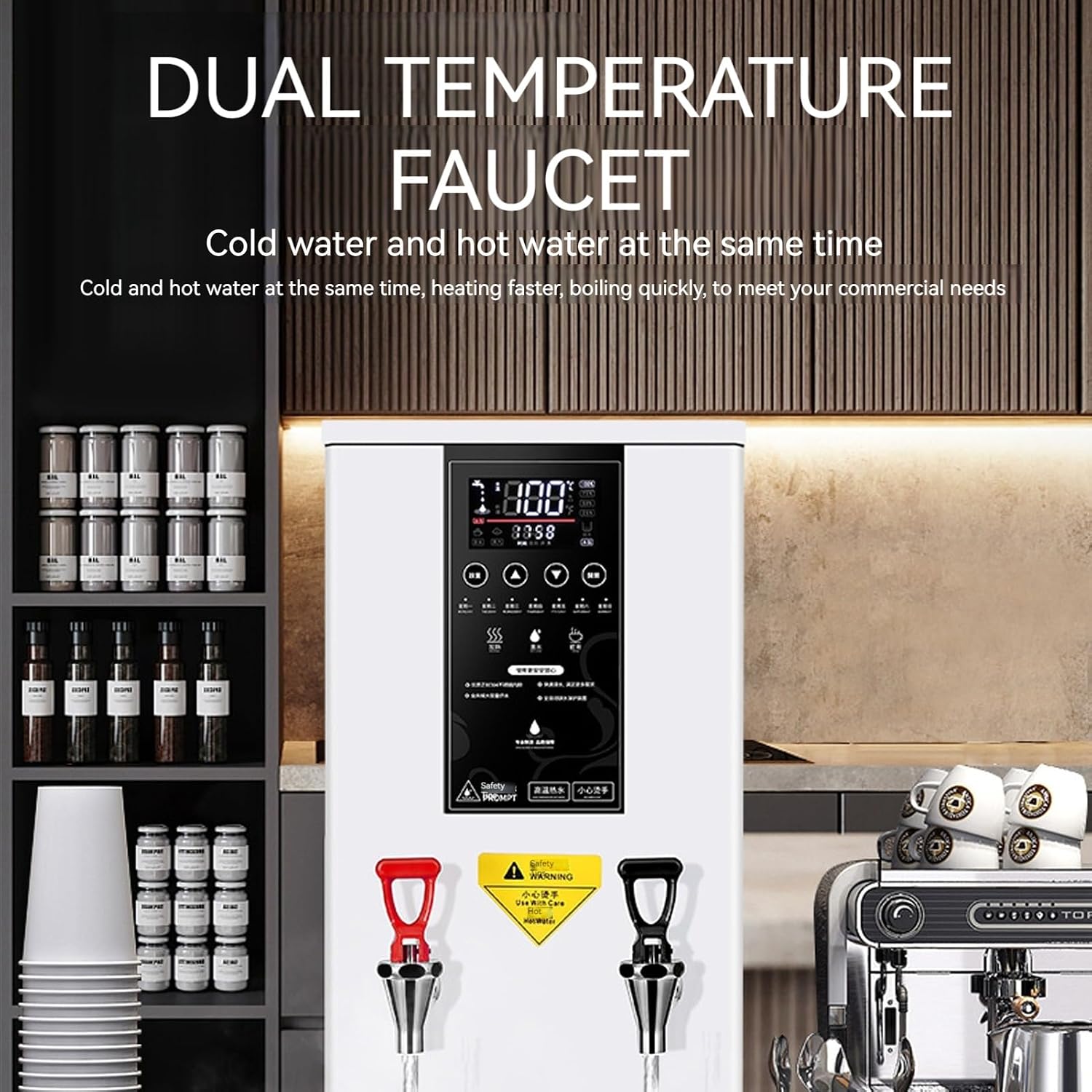 Water Boiler Eletric Commercial Hot Water Dispenser Countertop with Filter Automatic 50L 2500W Rapid Heating (White)