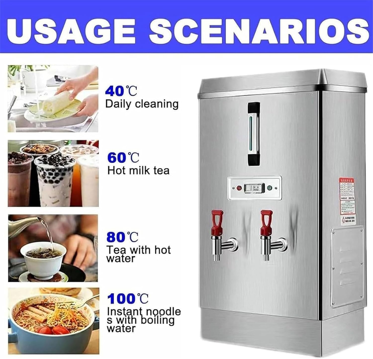 25 Liters Commercial Stainless Coffee Maker，6.6 Gallon Coffee Maker，1.4 KW Electric Hot Water Dispenser For Parties，Easy Cleaning，Double Layer Insulation