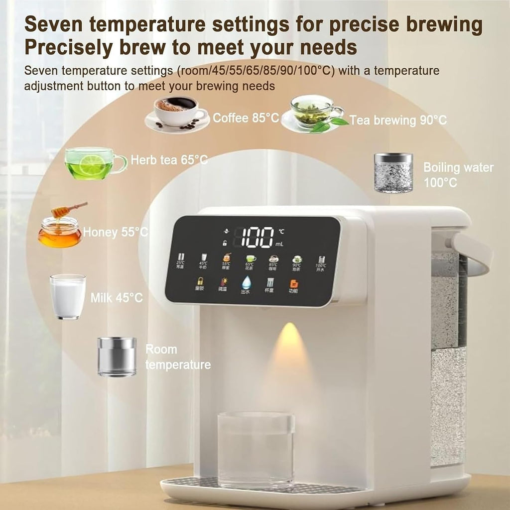Countertop Hot Water Dispenser, Instant Water Dispenser with Carry Handle and 3.5L Removable Water Tank, 6 Temp Settings & 8 Levels of Water Output, 5-Tier Filtration, for Homes Offices Schools