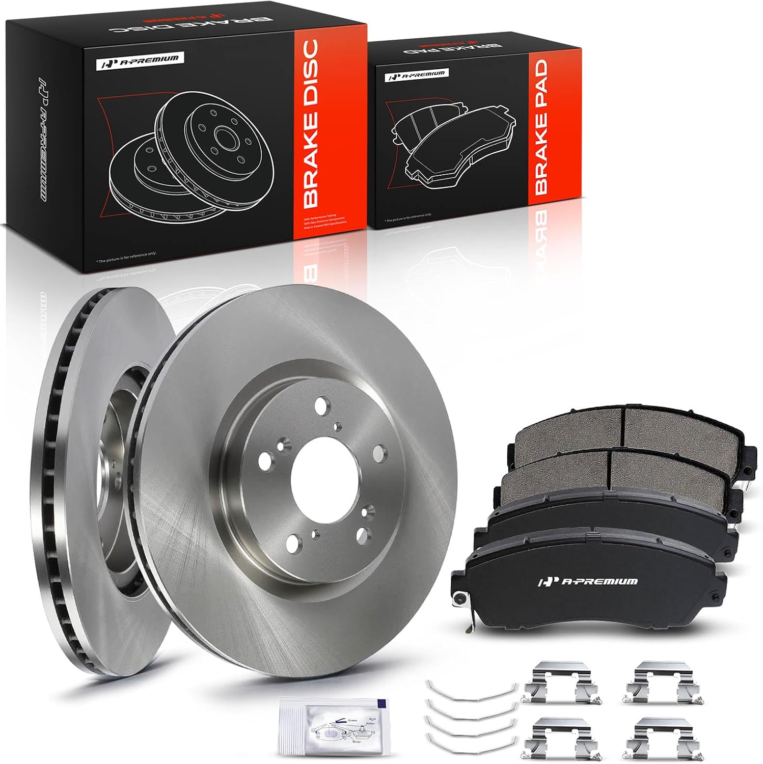 A-Premium 12.60 inch (320mm) Front Vented Disc Brake Rotors + Ceramic Pads Kit Compatible with Select Honda Models - Odyssey 2011 2012 2013 2014, 3.5L, 6-PC Set