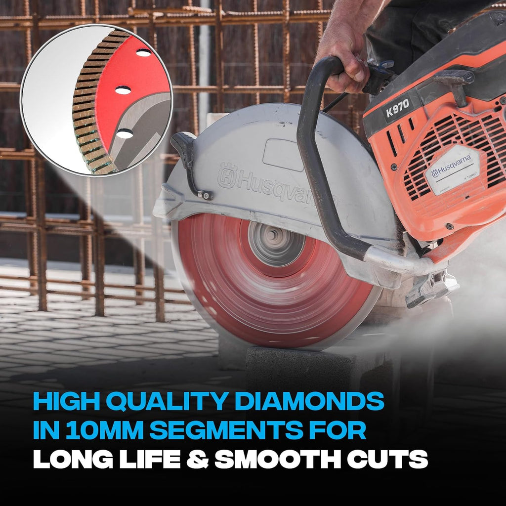 OX Tools 12 inch Universal Dry/Wet Cutting Diamond Blade for Concrete Saw, Cuts Concrete, Granite, Metal, Natural Stone, and Tiles - 20mm - 1 inch Bore, Continuous Turbo Segments, OX-PU10-12