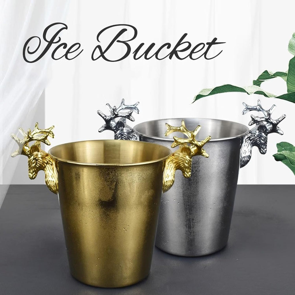 Ice Container Silver Stainless Steel Metal Ice Buckets for Parties, Insulated Ice Bucket with Handles for Beer, Wine, Champagne, Home Decor, Table Centerpieces, Wedding Decorations Ice Buckets for Bar