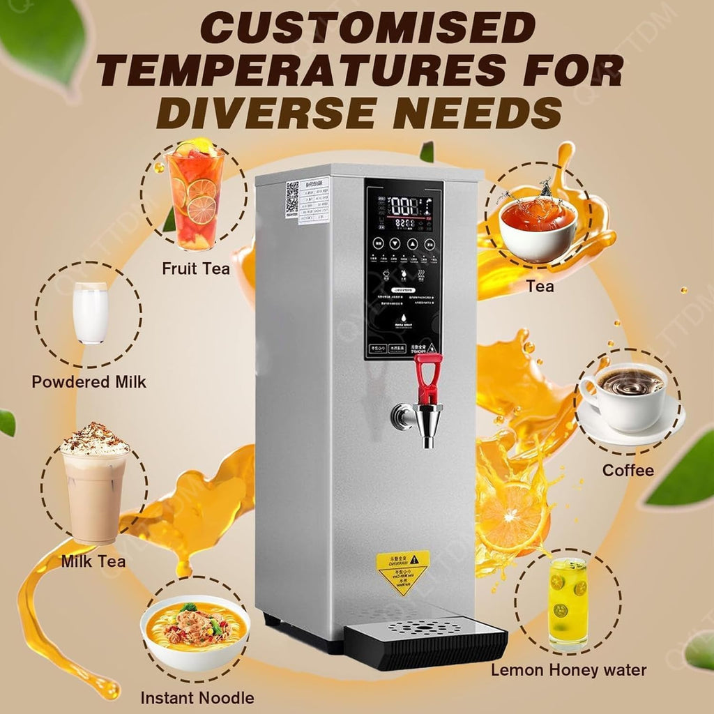 Commercial Hot Water Dispenser 25L, 2.5kW Drinking Hot Water Boiler, Electric Countertop Step-Heating Boiler, Non Drip Tap, Fast Boiling Water (White)
