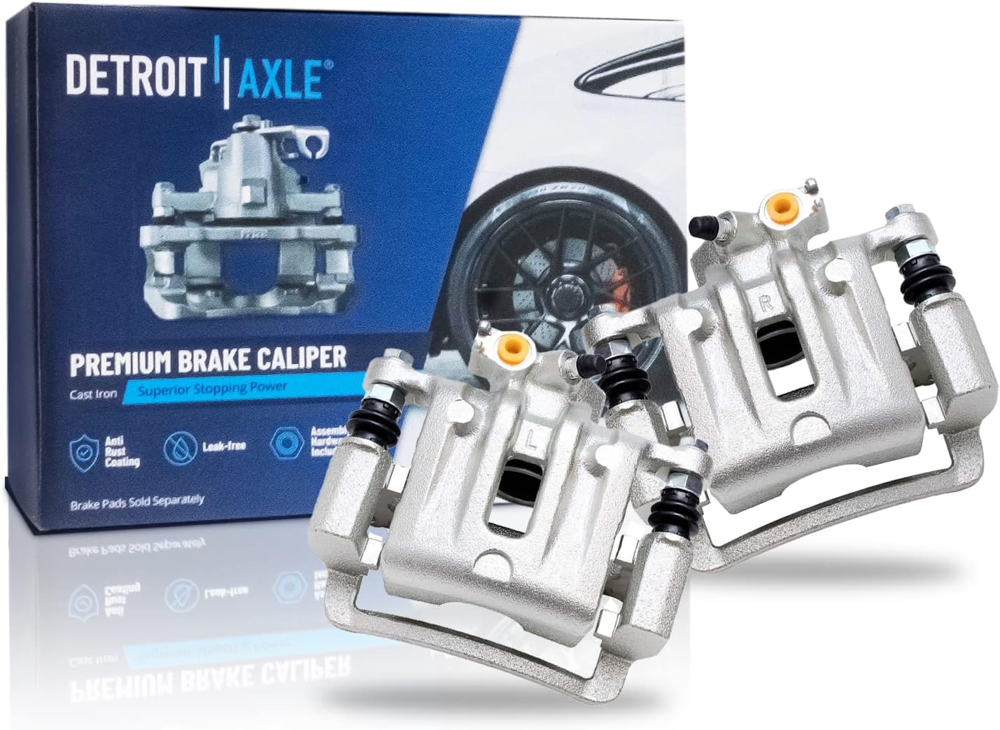 Detroit Axle - Rear Brake Kit for 2010-2017 Chevy Equinox GMC Terrain Drilled & Slotted Brake Rotors Brake Calipers w/Brackets Ceramic Brakes Pads 2011 2012 2013 2014 2015 2016 Replacement