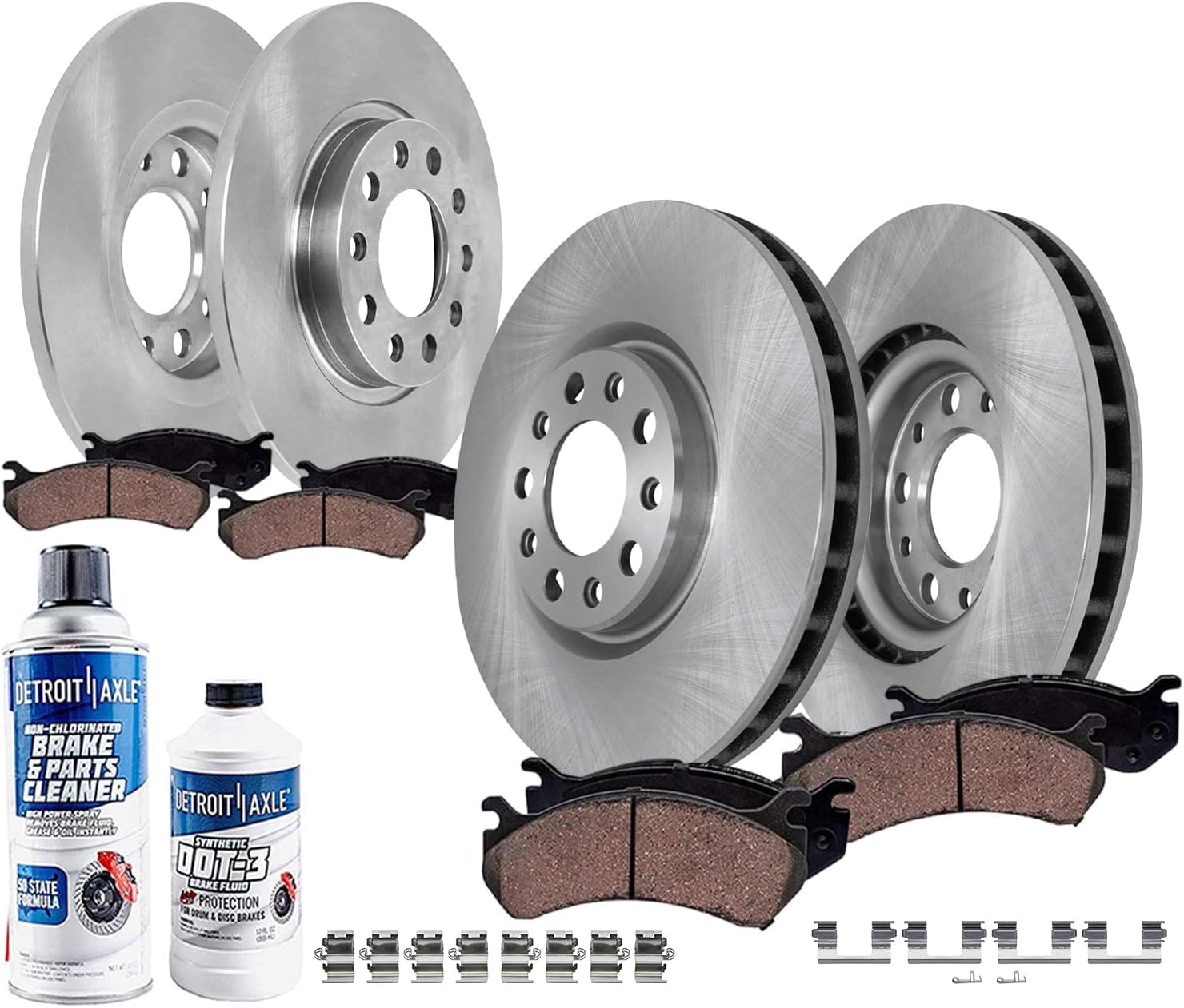Detroit Axle - Brake Kit for 2015-2017 Chrysler 200, Disc Brake Rotors Ceramic Brakes Pads Replacement : 12.99' inch Front and 10.95' inch Rear Rotor Size