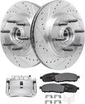 Detroit Axle - 2WD 6 Lugs Front Drilled Rotors Brake Pads Right Caliper Replacement for 2005-2008 Ford F-150 Mark LT - 5pc Set
