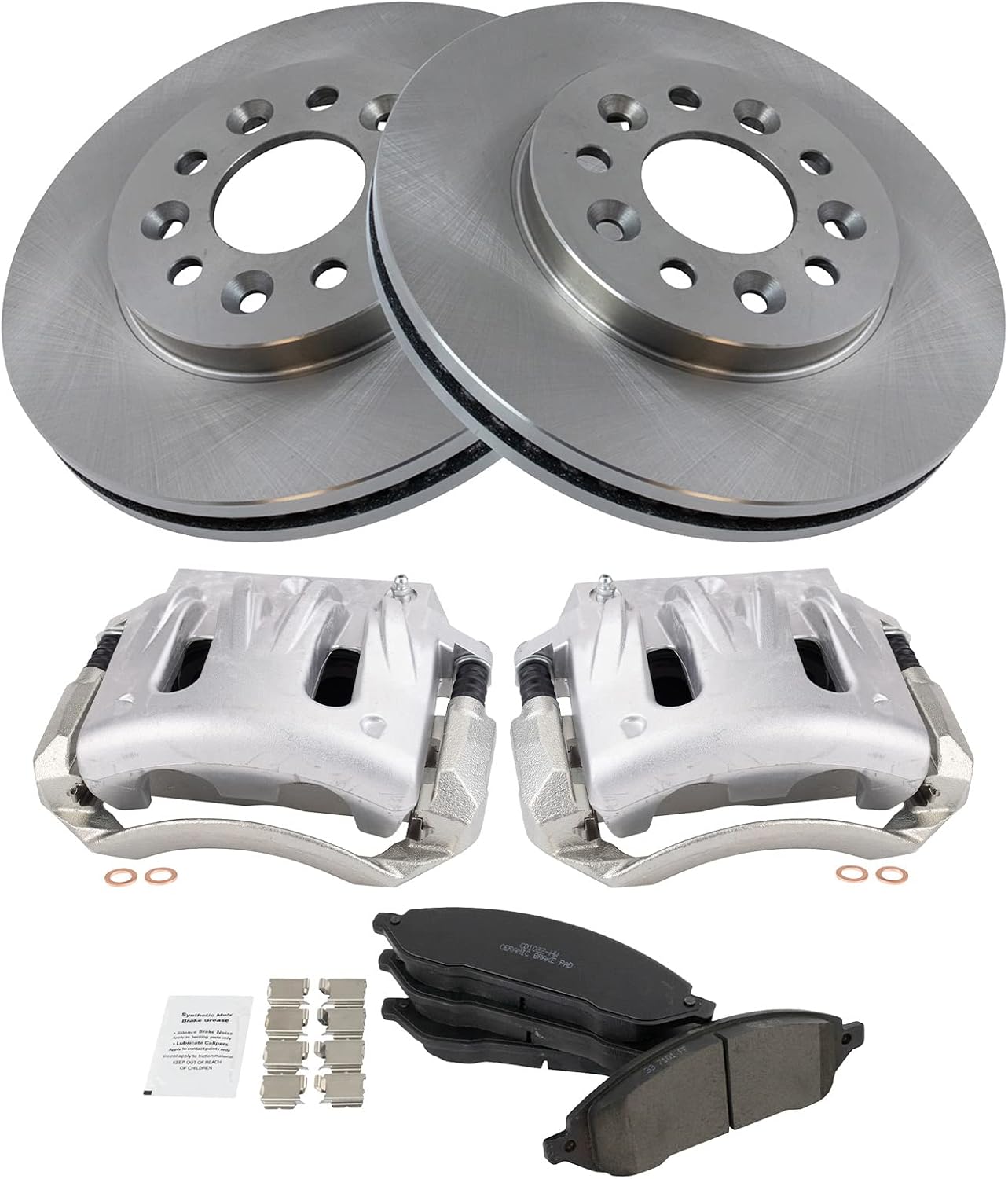 TRQ Front Brake Pad and Rotor Set Ceramic Vented Rotors Calipers Compatible with 2004-2007 Ford Freestar Monterey