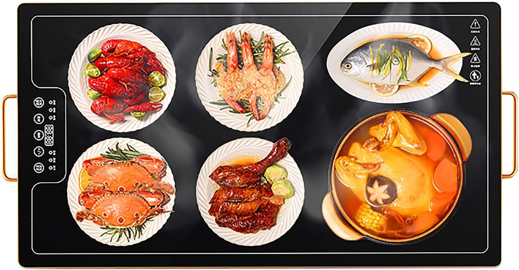 Plate Warmer Electric Warming Tray Glass Top Keep Food Warm Multifunctional Hotplates with Touch AdjusTemperature Control Warming Serving Tray Food for Buffets Home Dinners