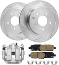 Detroit Axle - Rear Brake Kit for 2003 2004 2005 Infiniti G35 Nissan 350Z Drilled & Slotted Brake Rotors Brake Caliper Ceramic Brakes Pads Replacement