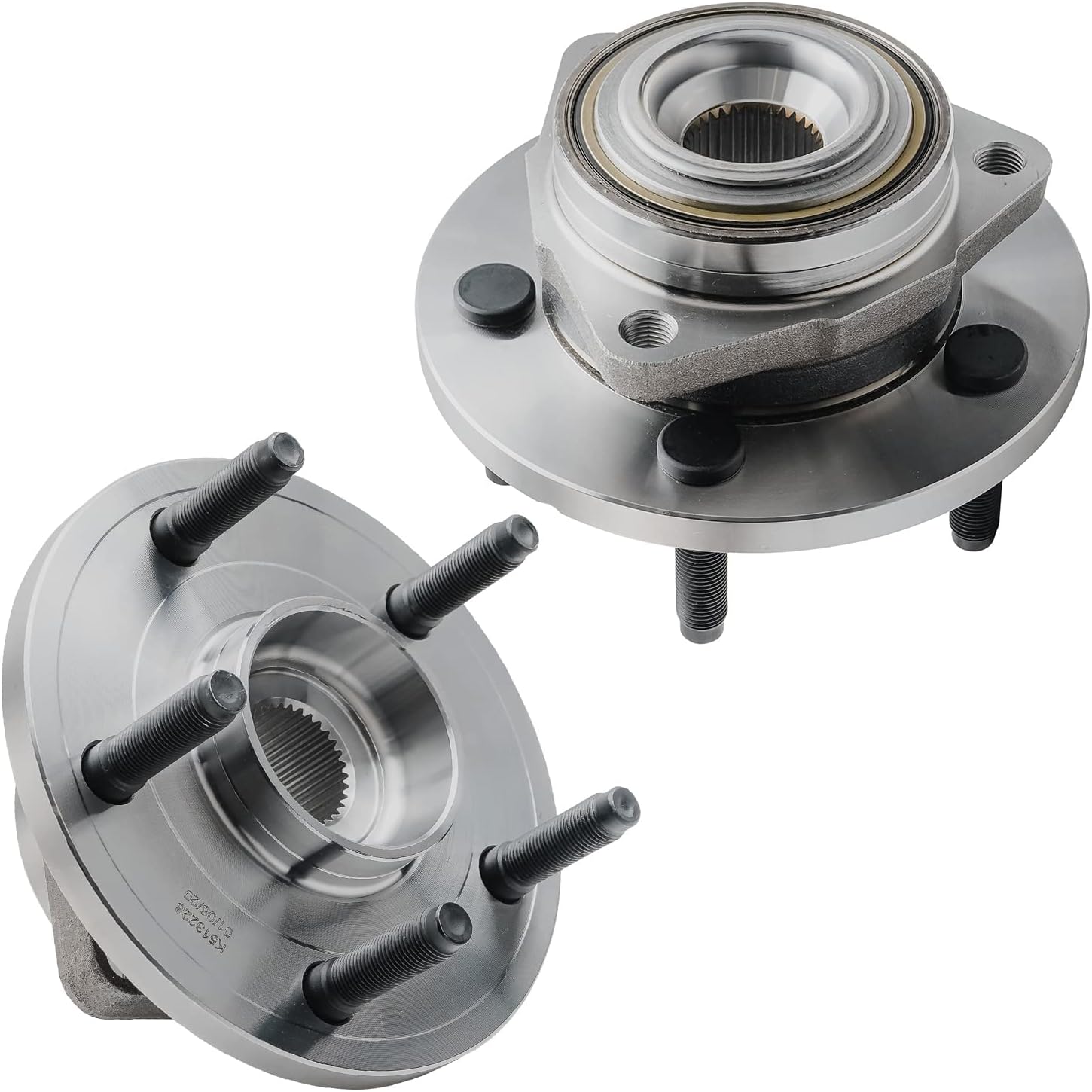 Detroit Axle - Front Drilled Rotors Brake Pads Wheel Hub Bearings w/20pc Wheel Lug Nuts Replacement for Mitsubishi Raider Dodge Dakota - 26pc Set